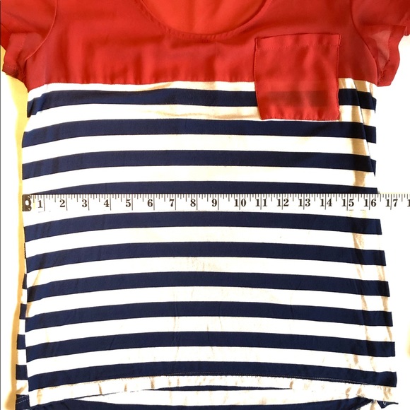 Coral, blue and white Striped Shirt - Picture 4 of 5